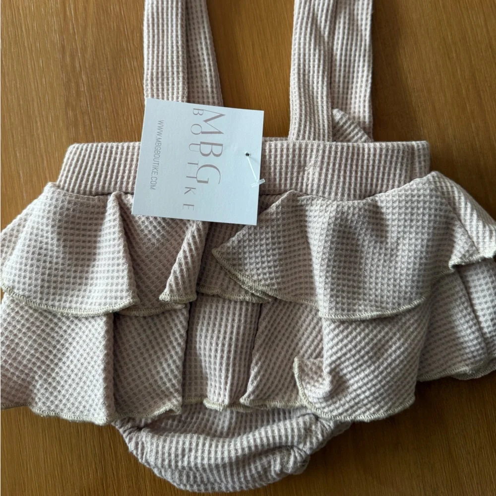 Beige Ruffled Baby Romper - Picture 4 of 5